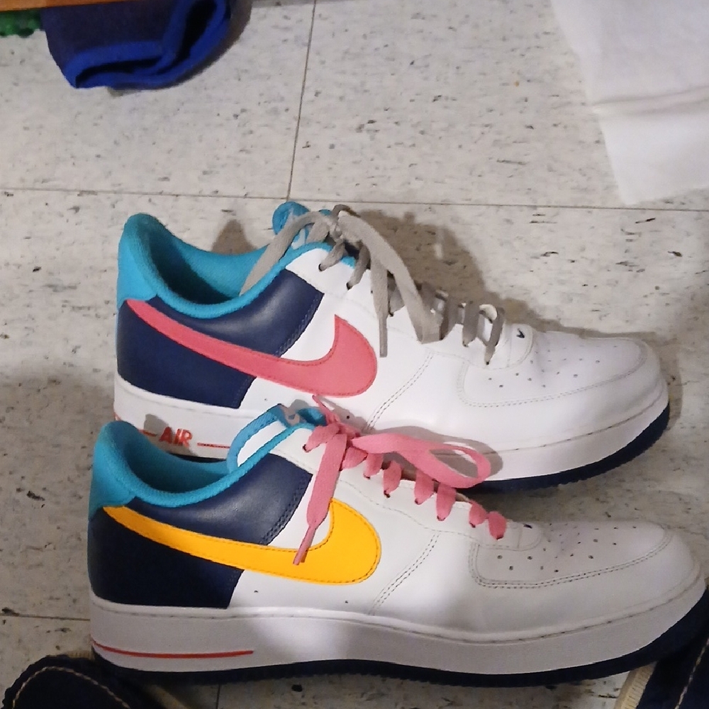 Nike Sneakers with Pink, Yellow, and Blue Accents